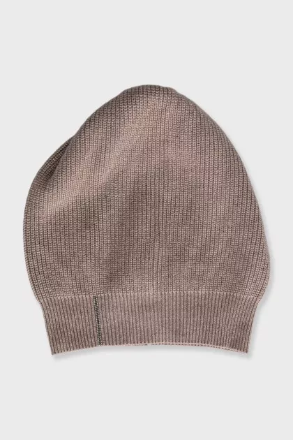 Knitted hat made of wool, silk and cashmere