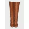Brown leather high heel boots
