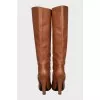 Brown leather high heel boots