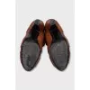 Brown leather high heel boots