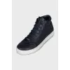 Men's blue leather sneakers