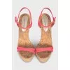 Leather sandals with a cork wedge heel