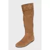 Suede boots with signature print