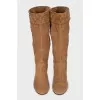 Suede boots with signature print