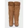 Suede boots with signature print