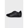 Black leather and suede sneakers