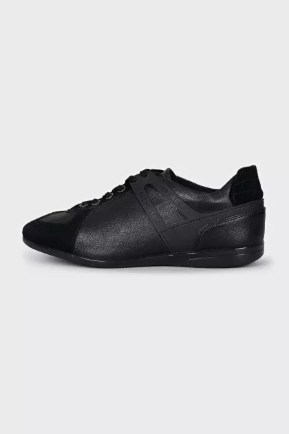 Black leather and suede sneakers