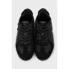Black leather and suede sneakers
