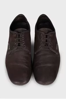 Men's brown leather lace-up shoes