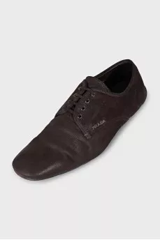 Men's brown leather lace-up shoes