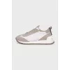 Beige sneakers made of textile and suede