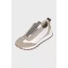 Beige sneakers made of textile and suede