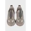 Beige sneakers made of textile and suede