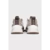 Beige sneakers made of textile and suede