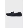 Men's suede moccasins decorated with lace