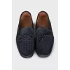 Men's suede moccasins decorated with lace