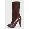 Brown leather and suede boots