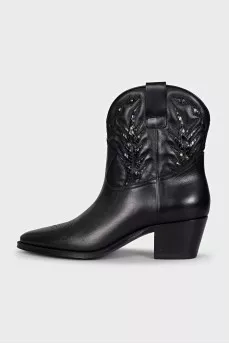 Black leather Cossacks