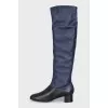 Black and blue leather boots