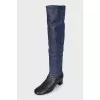 Black and blue leather boots