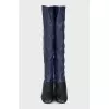 Black and blue leather boots