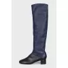 Black and blue leather boots