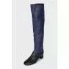 Black and blue leather boots