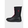 Lace-up boots made of leather and textile