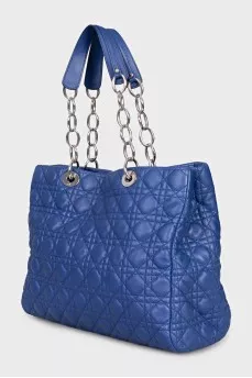 Шкіряна синя сумка Lady Dior