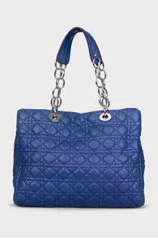 Шкіряна синя сумка Lady Dior