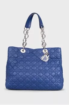 Шкіряна синя сумка Lady Dior