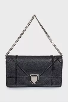 Black leather Diorama clutch