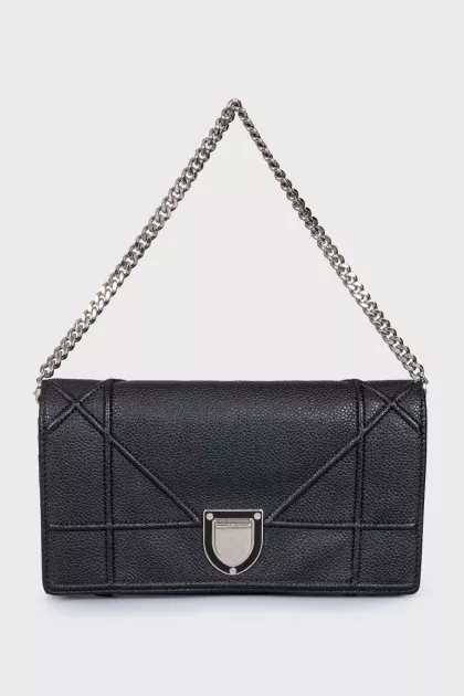 Black leather Diorama clutch