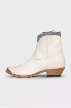 Leather Cossack boots with textile inserts