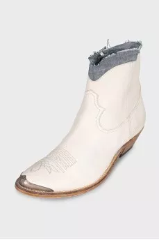 Leather Cossack boots with textile inserts