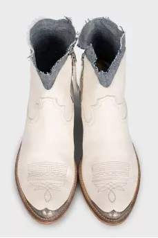 Leather Cossack boots with textile inserts