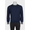 Men's wool jumper with a contrast collar