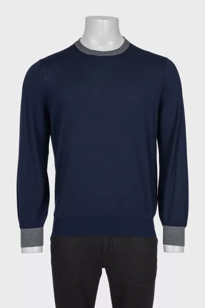 Men's wool jumper with a contrast collar