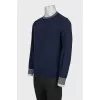 Men's wool jumper with a contrast collar