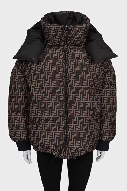 Reversible down jacket with signature print