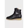Leather boots with silver buckle