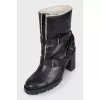 Insulated ankle boots with straps