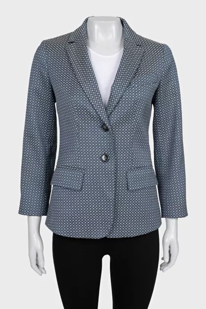 Blue fitted jacket with print