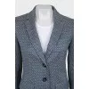 Blue fitted jacket with print