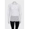 Openwork straight-cut T-shirt