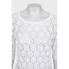 Openwork straight-cut T-shirt