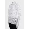 Openwork straight-cut T-shirt
