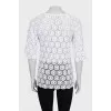 Openwork straight-cut T-shirt