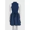 Fitted dress with a full skirt and belt