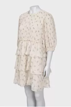 Floral print dress decorated with ruffles
